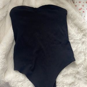Ribbed black bodysuit
